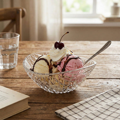 وعاء تقديم زجاجي مقطوع بالكريستال