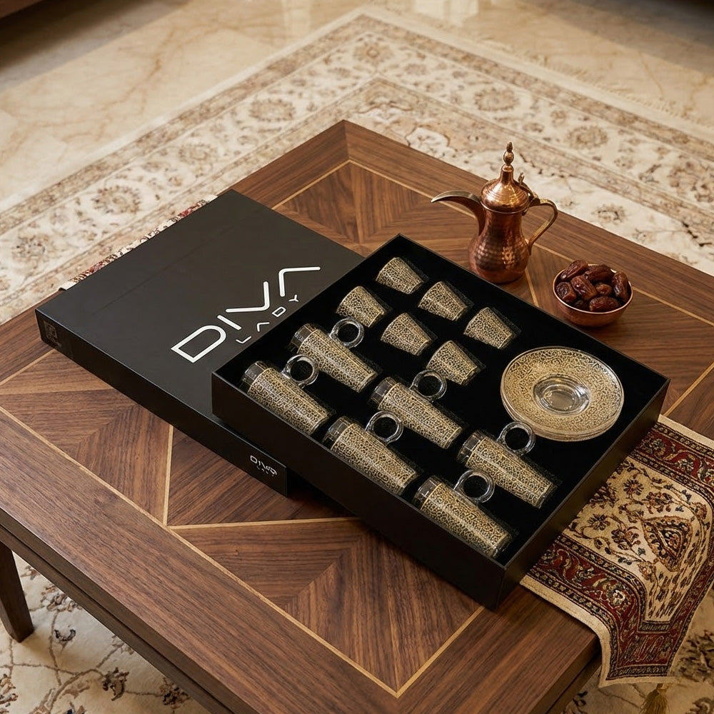 طقم استكانة وفنجان 18 قطعة Diva Lady