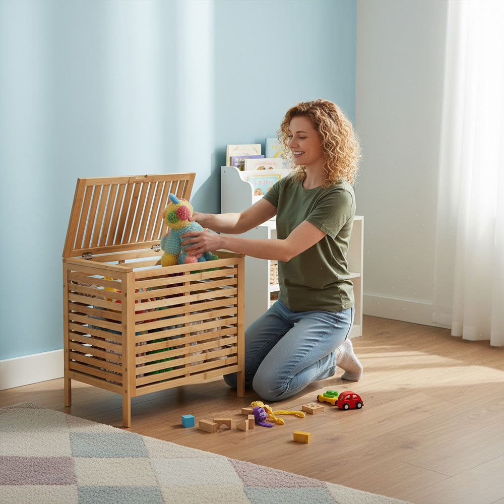 صندوق منظم منزلي من الخيزران