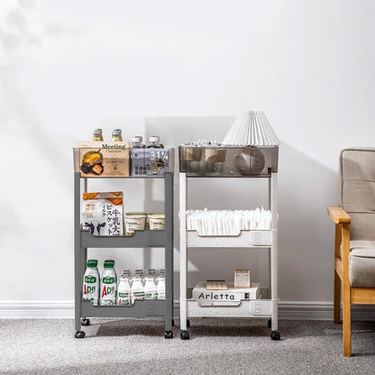 عربة تخزين بثلاث طبقات مع عجلات