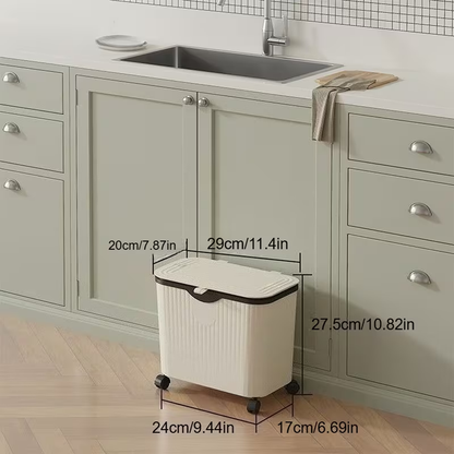 سلة قمامة مع رفين للتخزين