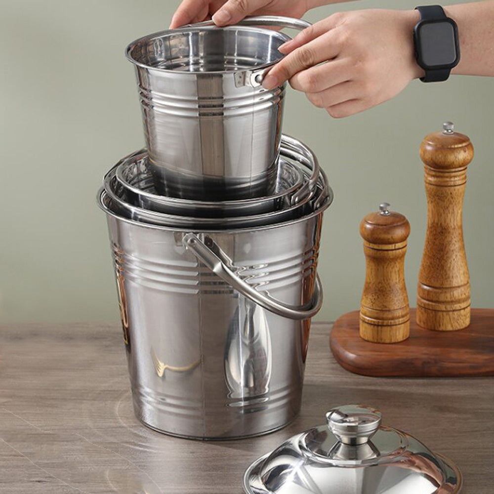 دلو تخزين بغطاء ومقبض