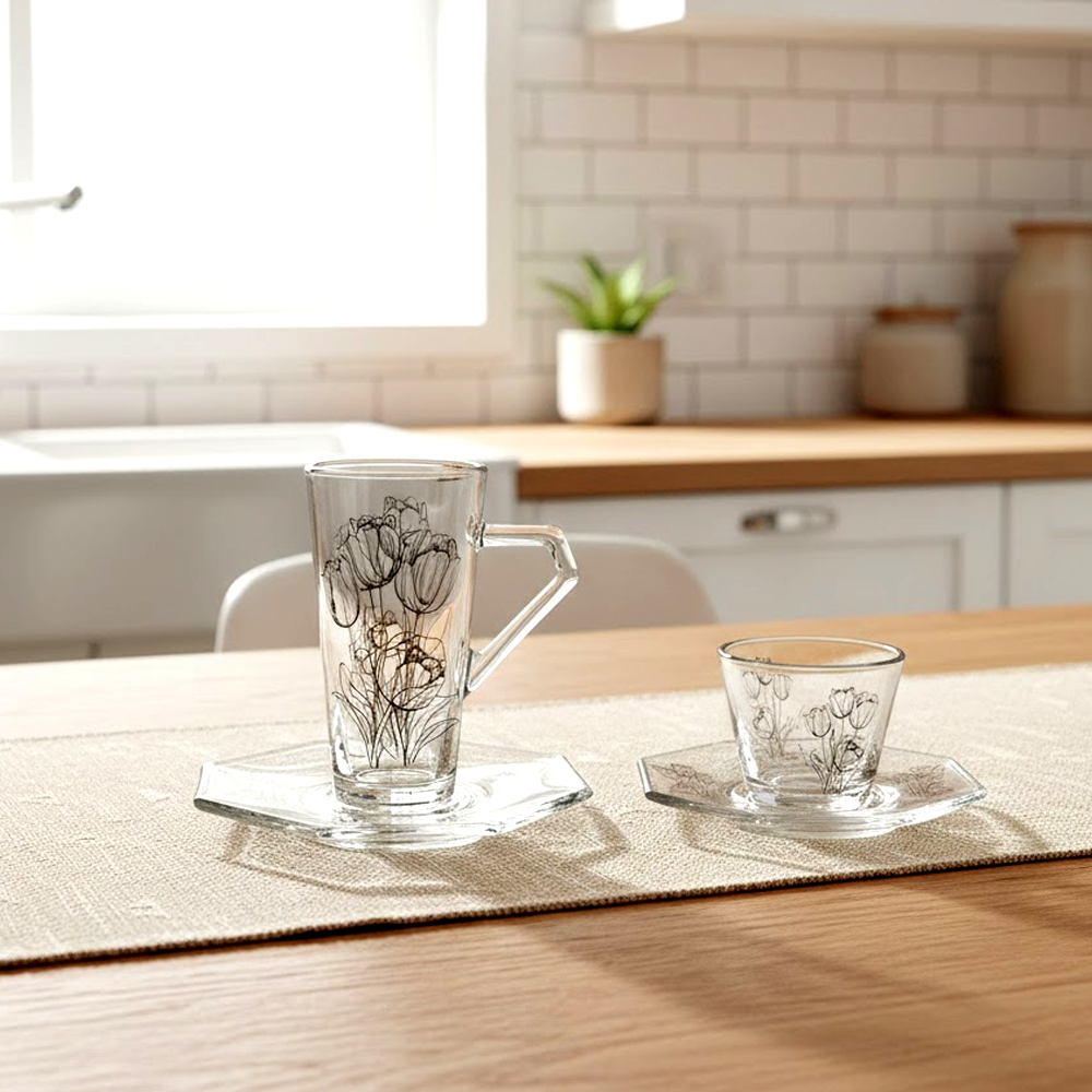 طقم استكانة وفنجان 18قطعة Diva Lady