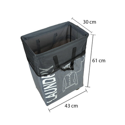 سلة غسيل قابلة للطي مع مقبض وعجلات، موديل: 2