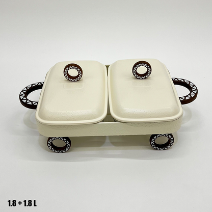 سخان طعام زجاجي مزدوج 1.8 + 1.8 لتر