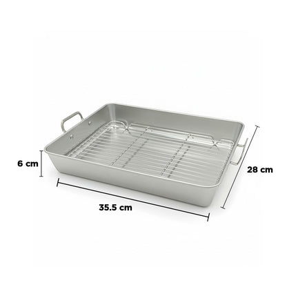 صينية تحميص من الألومنيوم مع رف