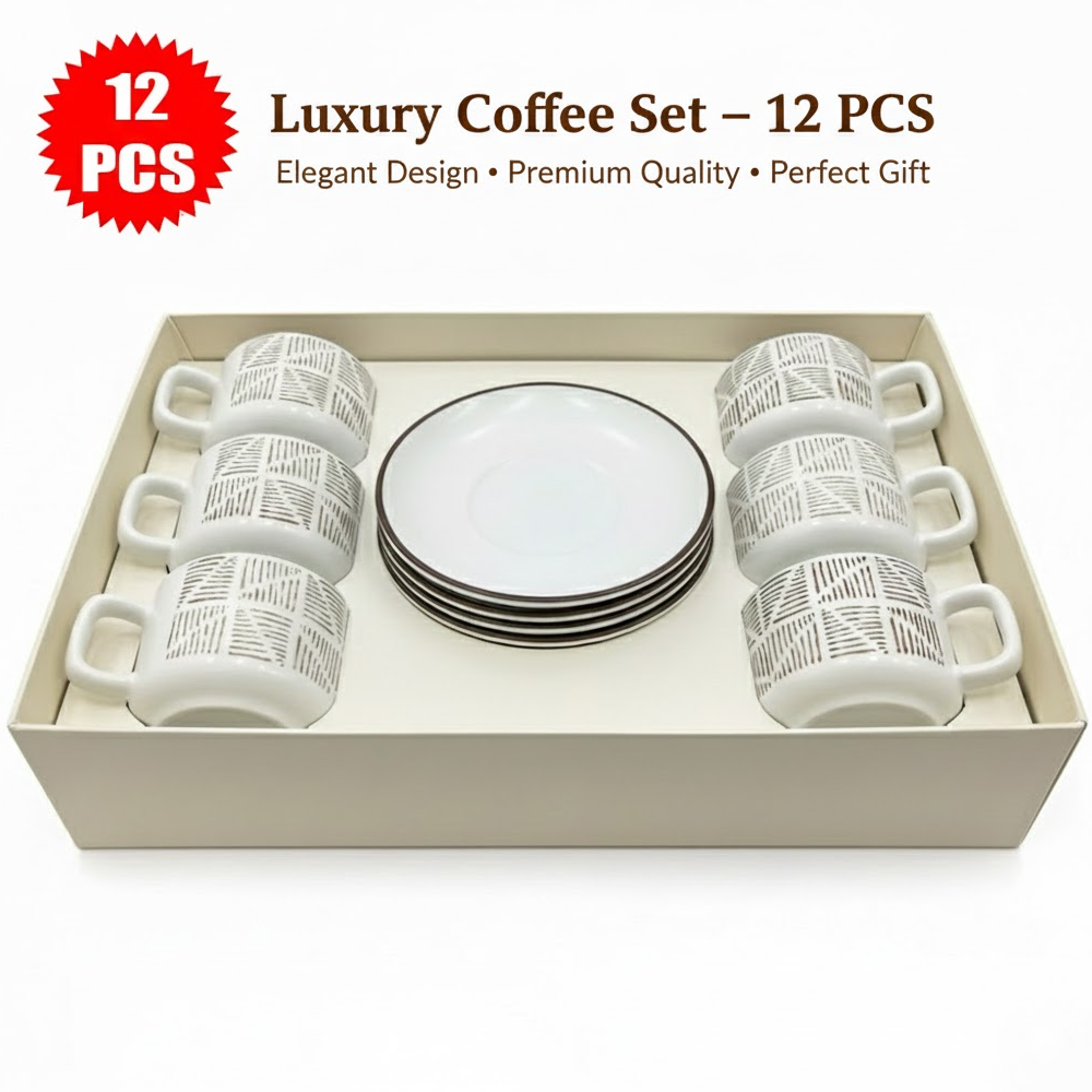 طقم فناجين وصحون سيراميك 12قطعة