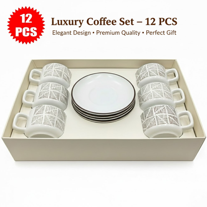 طقم فناجين وصحون سيراميك 12قطعة