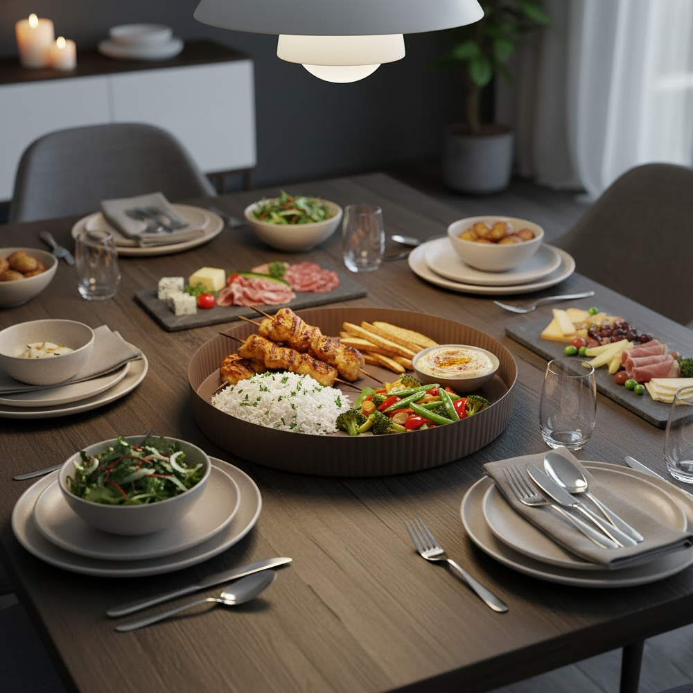 صينية تقديم دائرية فاخرة بتصميم عصري أنيق