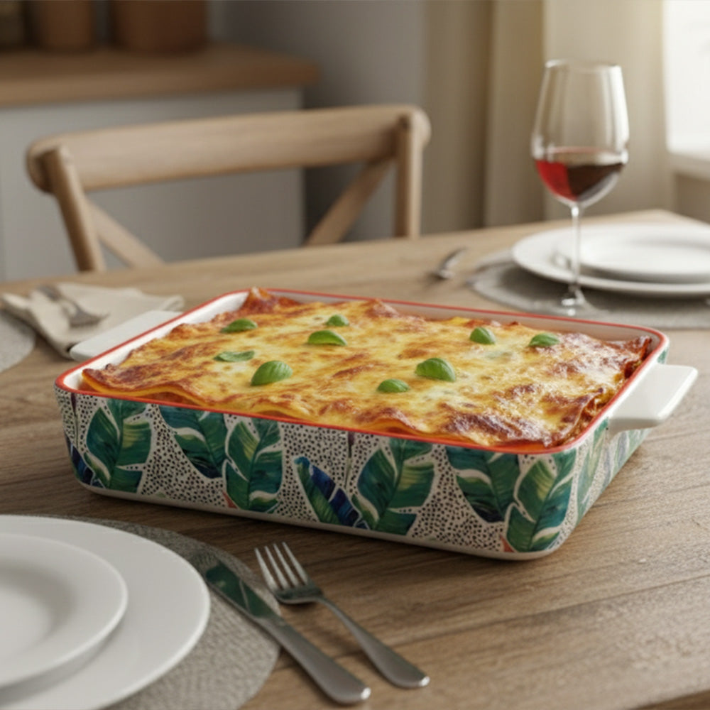 صينية سيراميك بنمط أوراق الشجر