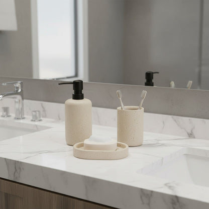 طقم حمام دائري بنقشة حجرية