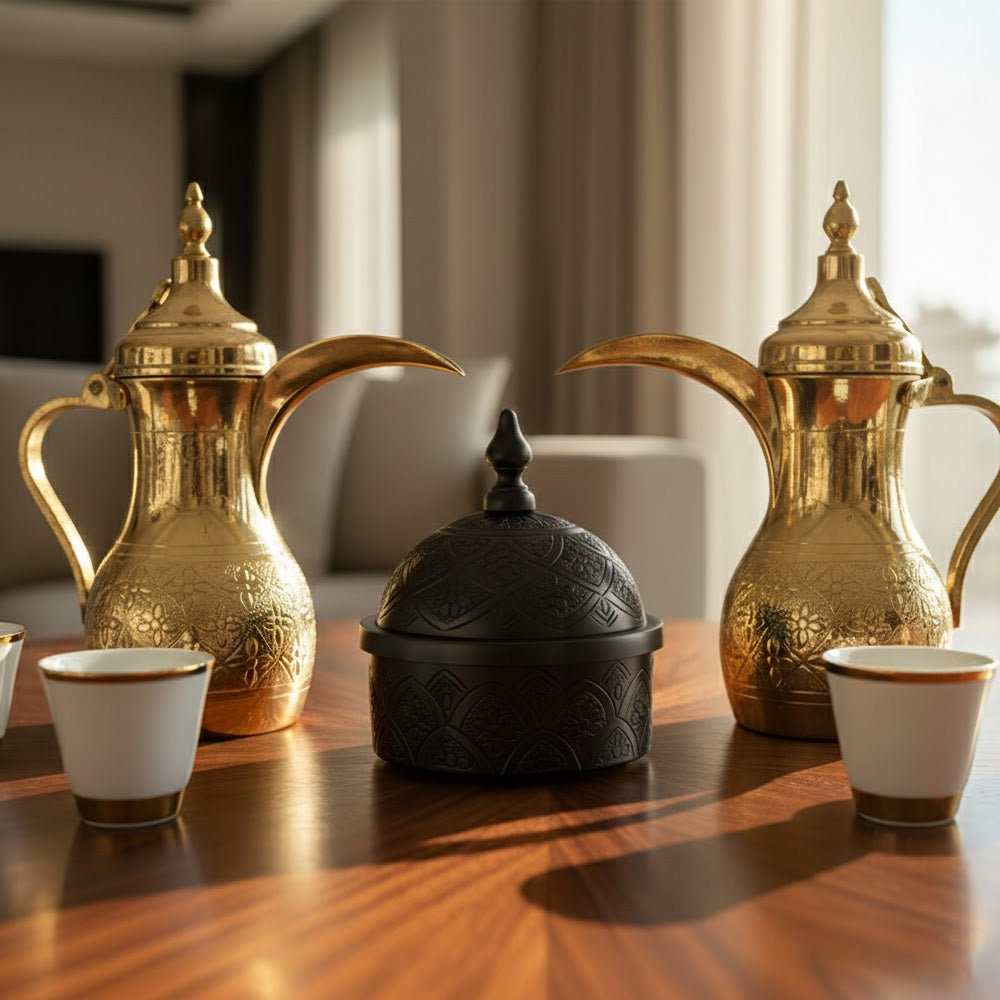 وعاء تمر معدني مزخرف كبير Alkuwaity Al Awal الكويتي الأول