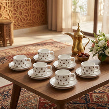 طقم فناجين وصحون قهوة من السيراميك - 12 قطعة