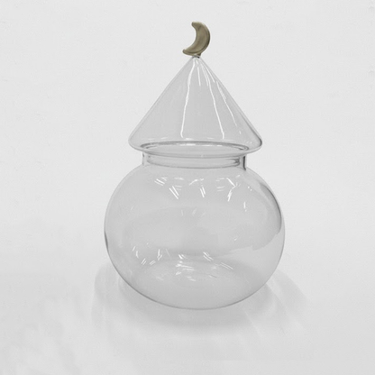 غرشة ضيافة زجاجية بغطاء هلال