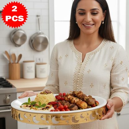 40x30 طبق تقديم وسط مع حامل معدني