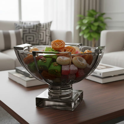 وعاء فاكهة عصري من الكريستال على قاعدة - 23.7 سم