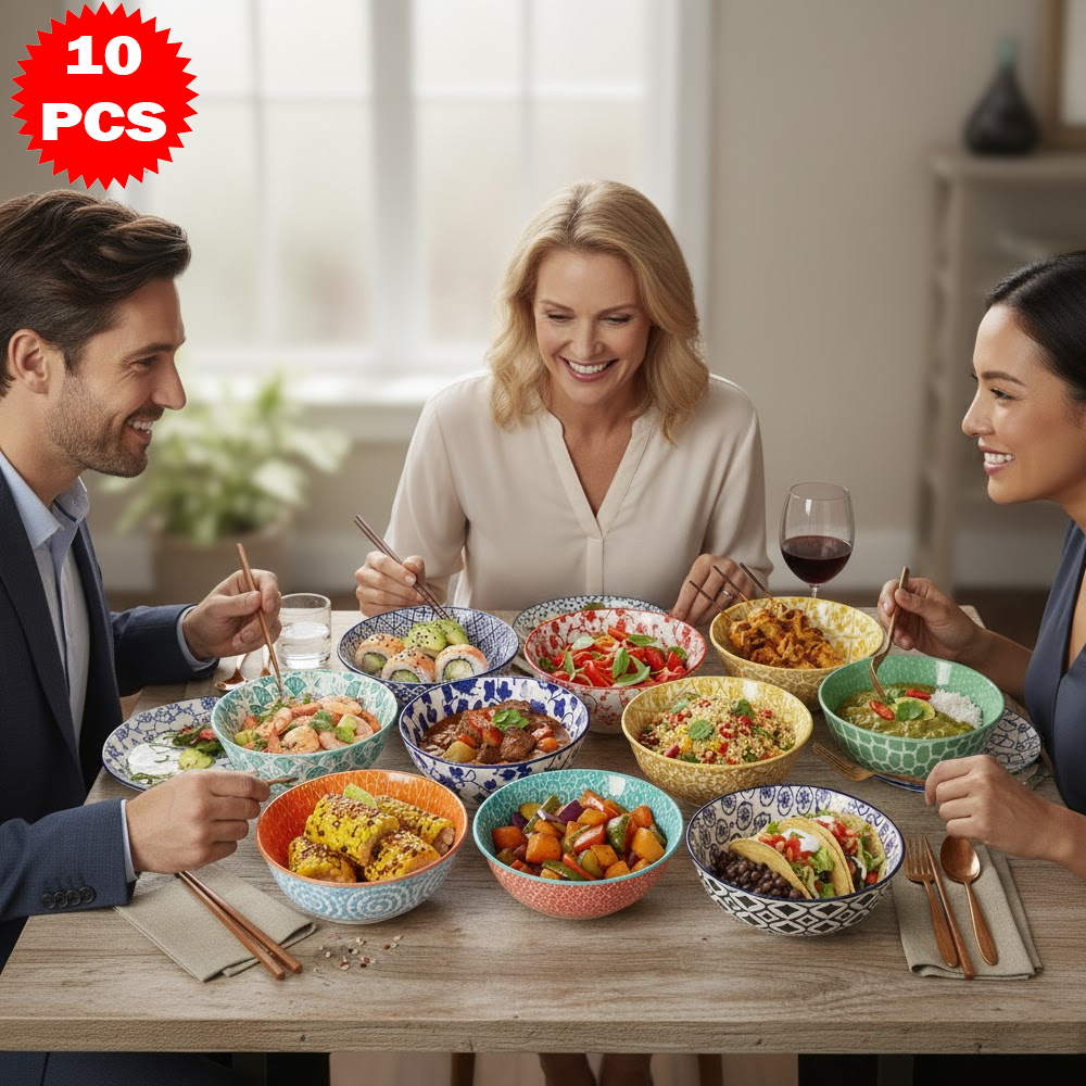 طقم أطباق تقديم ملونة