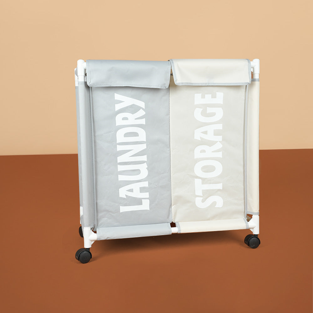 سلة غسيل مكونة من حجرتين مع غطاء