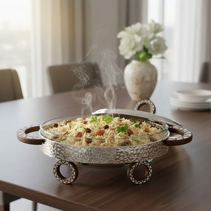 سخان طعام فولاذي مع غطاء زجاجي - 2.5 لتر