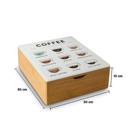 علبة قهوة بغطاء زجاجي ودرج