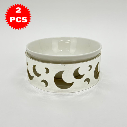 17CM طقم وعاء تقديم مع حامل معدني صغير