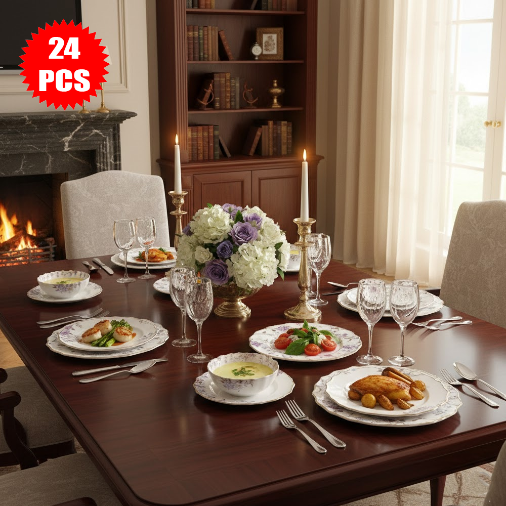 طقم أطباق مائدة فاخر 24 قطعة