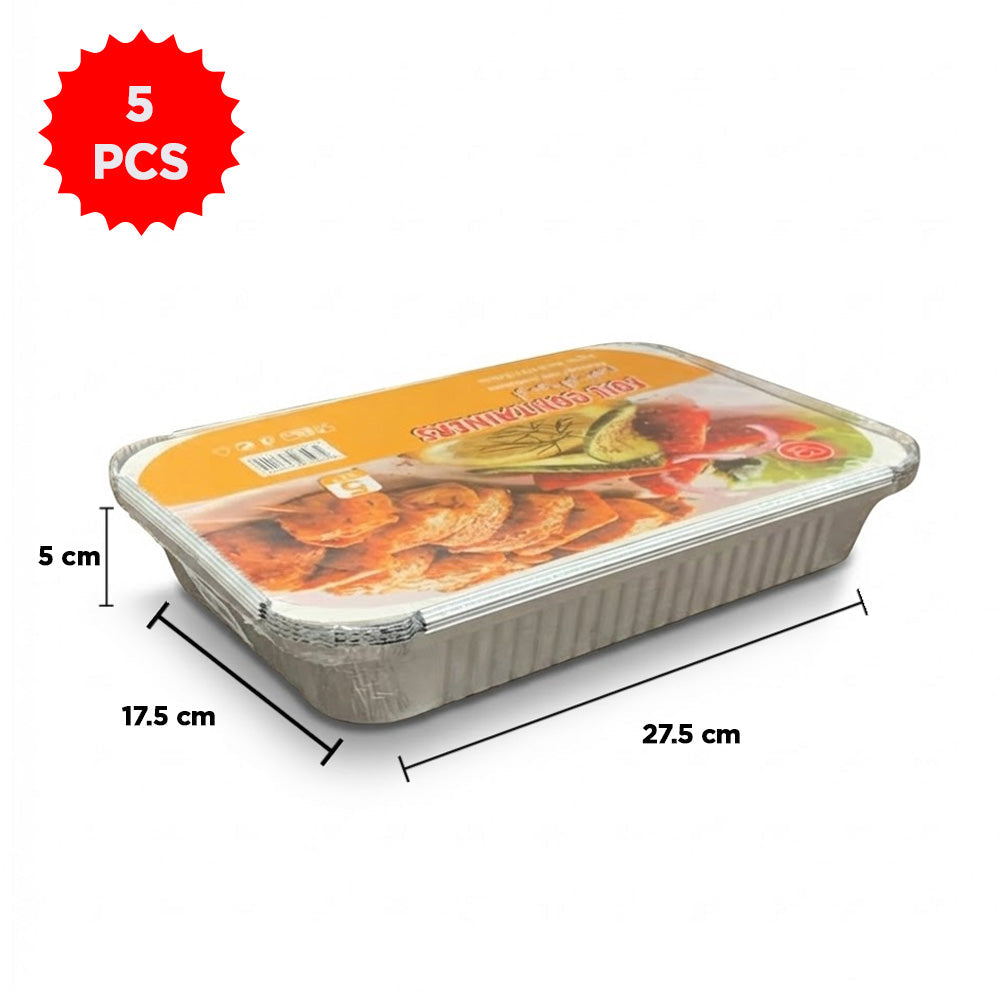 مجموعة علب طعام من رقائق الألومنيوم مع أغطية