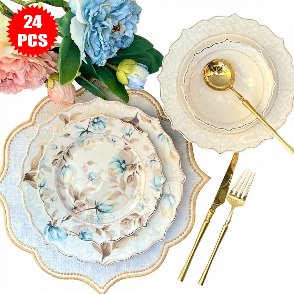 طقم أطباق مائدة فاخر 24 قطعة