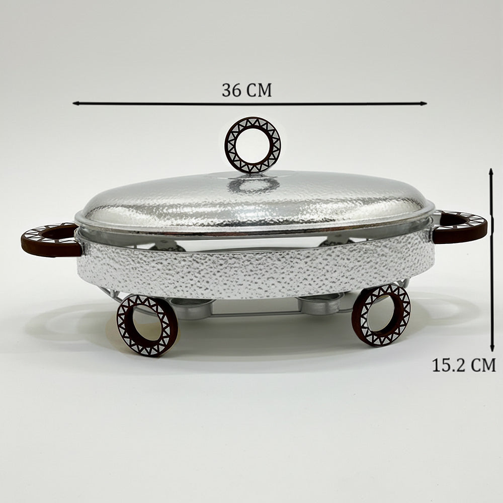 سخان طعام معدني مع طبق زجاجي 3 لتر