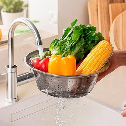 طقم مصفاة ووعاء ستانلس ستيل