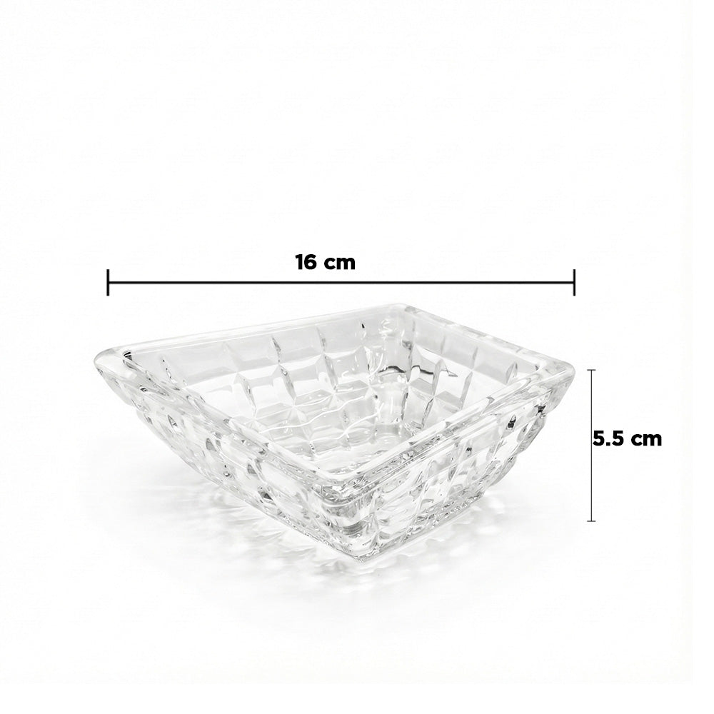 وعاء زجاجي كريستالي مربع – 16 سم