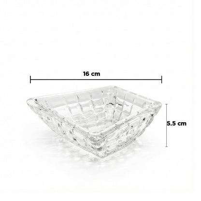 وعاء زجاجي كريستالي مربع – 16 سم
