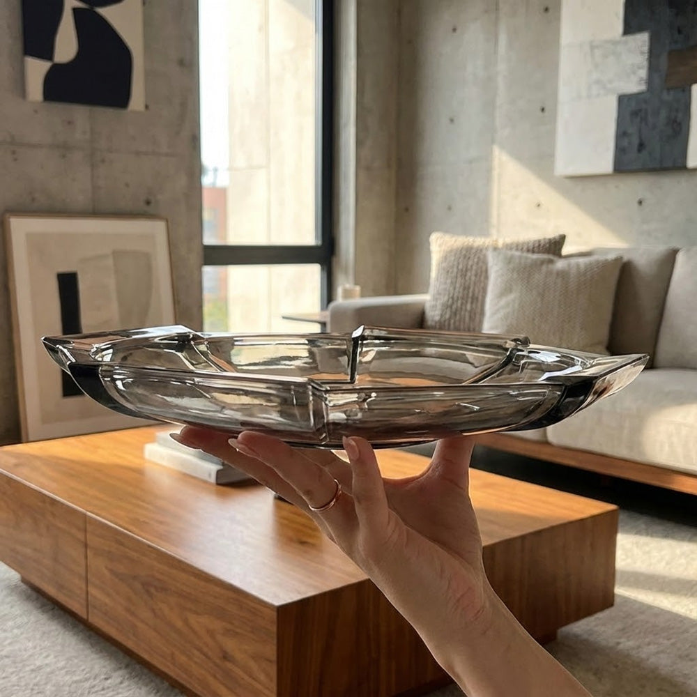 وعاء فاكهة كريستالي سداسي الشكل عصري - 30 سم