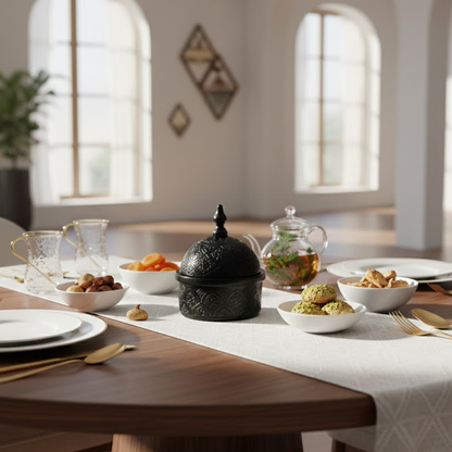 وعاء تمر معدني فاخر مزخرف