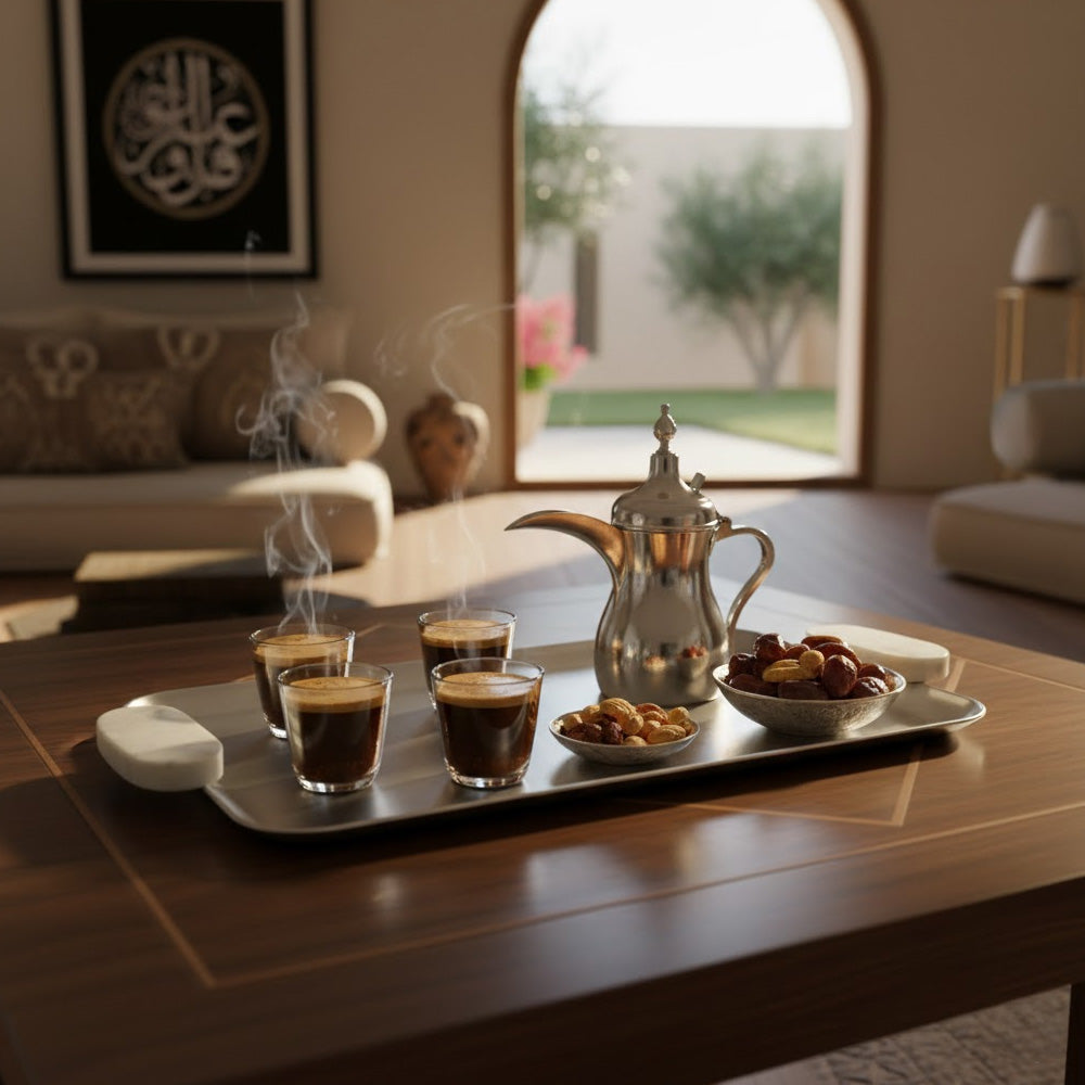 صينية بمقبض من الرخام