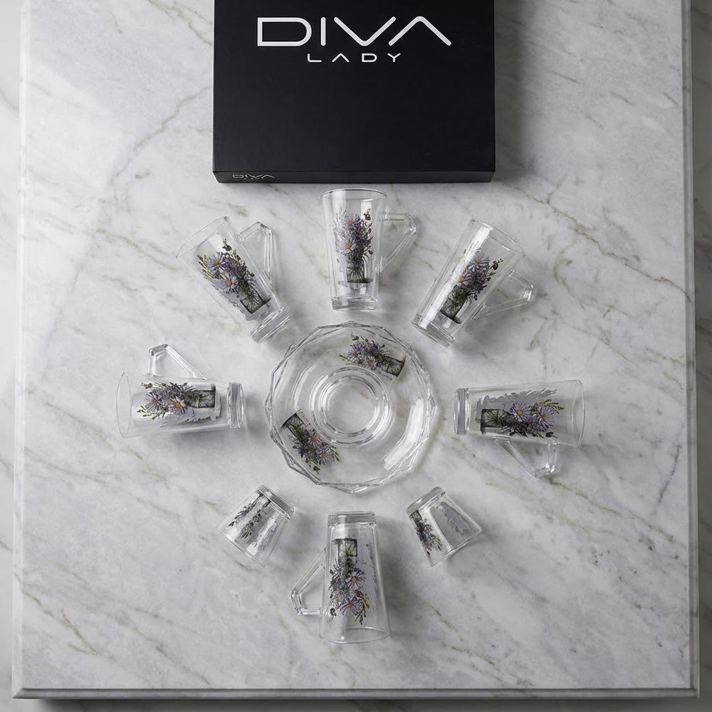 طقم استكانة وفنجان 18قطعة Diva Lady