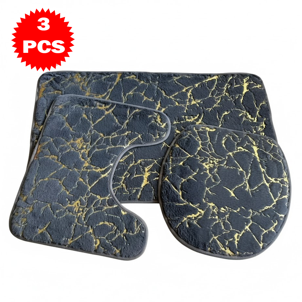 طقم سجاد حمام 3 قطع بنقشة الرخام