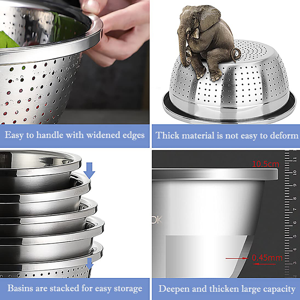 طقم مصفاة وحوض من الفولاذ المقاوم للصدأ (قطعتان)