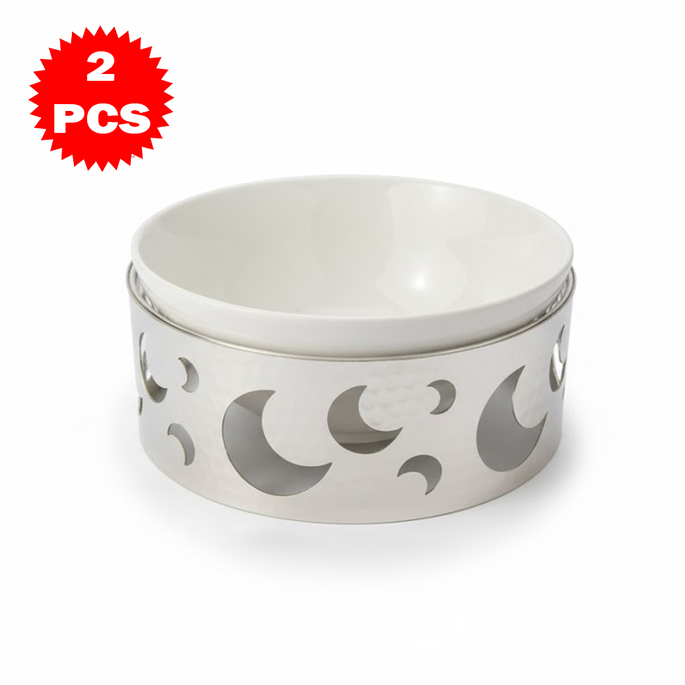 22.7CM طقم وعاء تقديم مع حامل معدني كبير