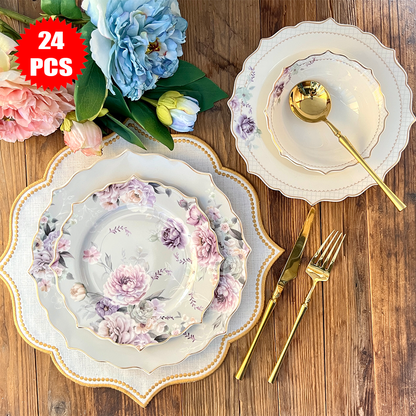 طقم أطباق مائدة فاخر 24 قطعة