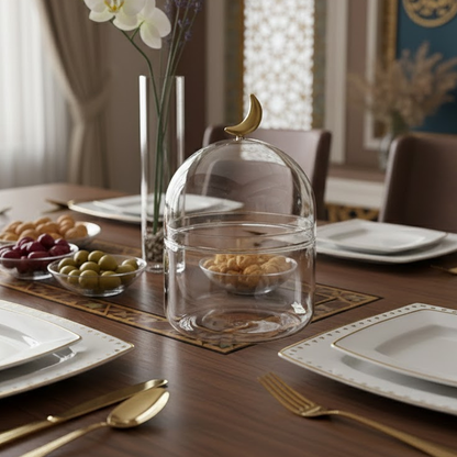 غرشة ضيافة زجاجية بغطاء هلال