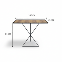 طاولة حديثة بتصميم معدني وسطح خشبي أنيق