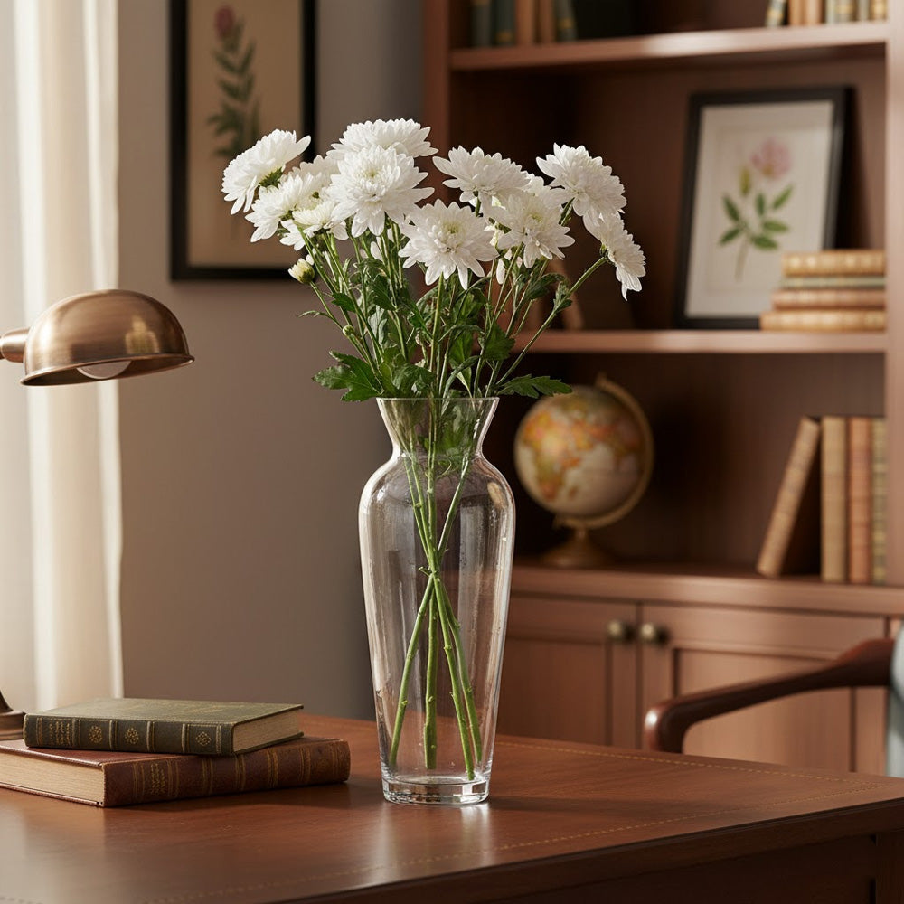 مزهرية زجاجية شفافة