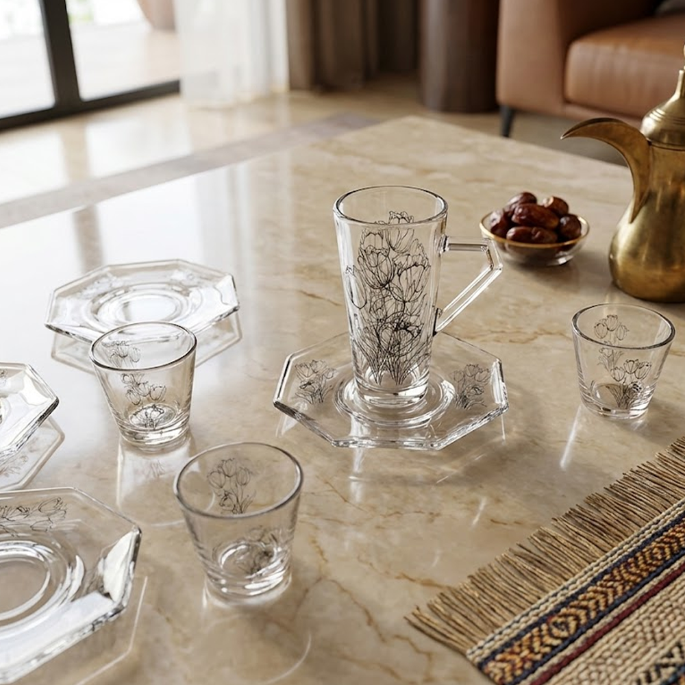 طقم استكانة وفنجان 18قطعة Diva Lady