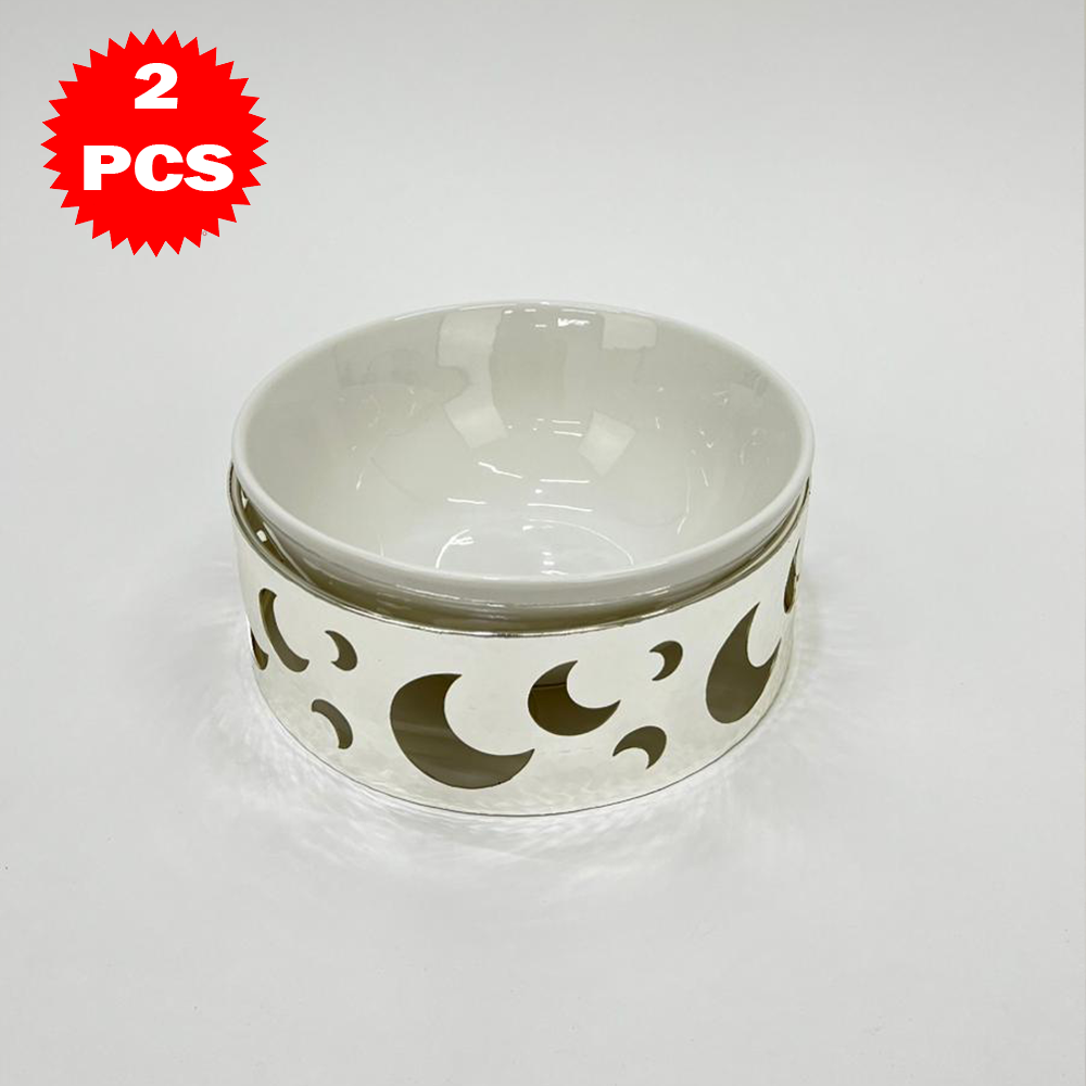 17CM طقم وعاء تقديم مع حامل معدني صغير