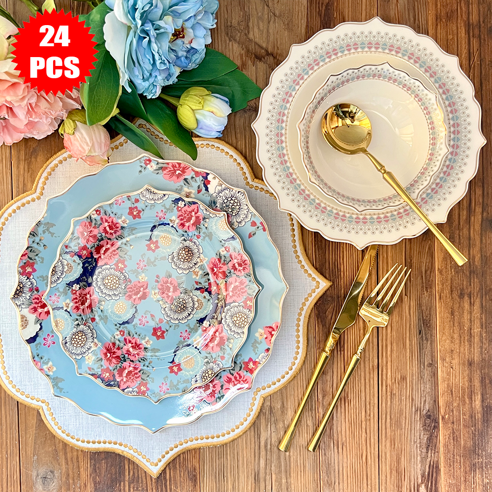 طقم أطباق مائدة فاخر 24 قطعة