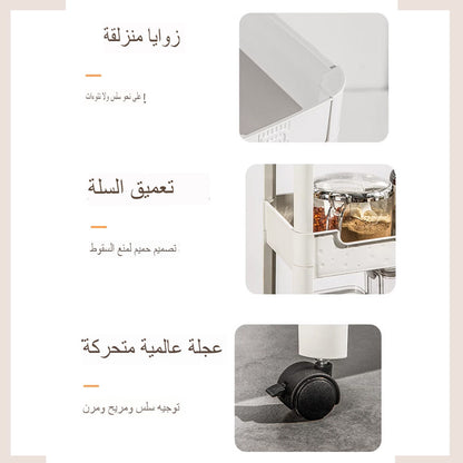 عربة تخزين بثلاث طبقات مع عجلات