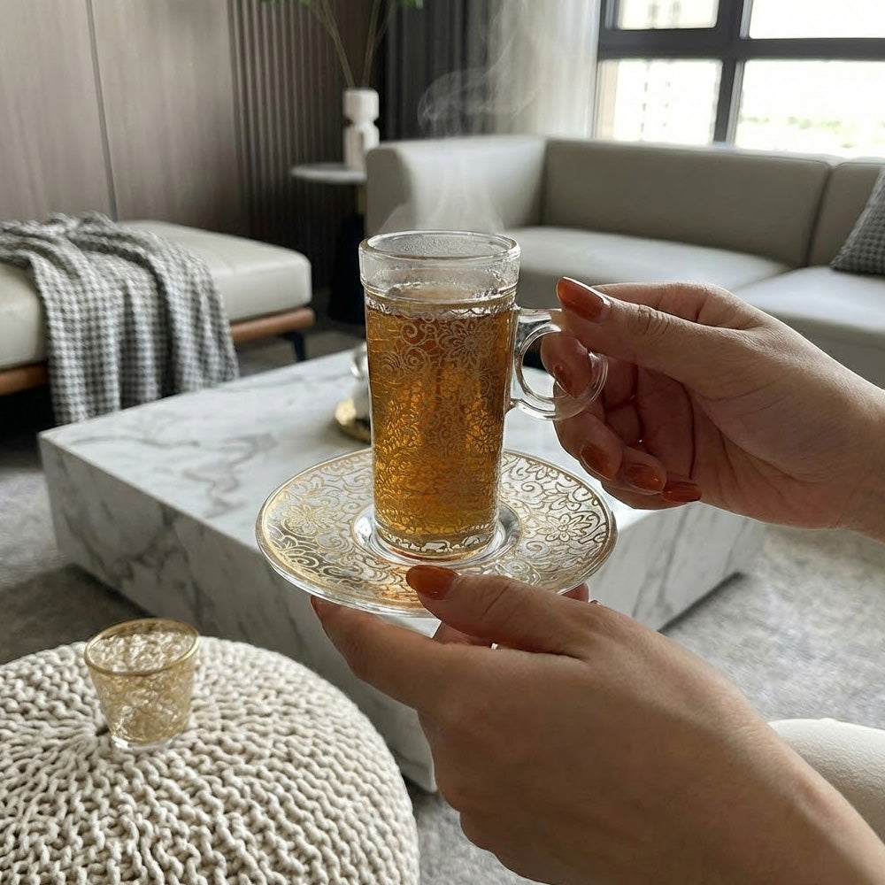 طقم استكانة وفنجان 18 قطعة Diva Lady