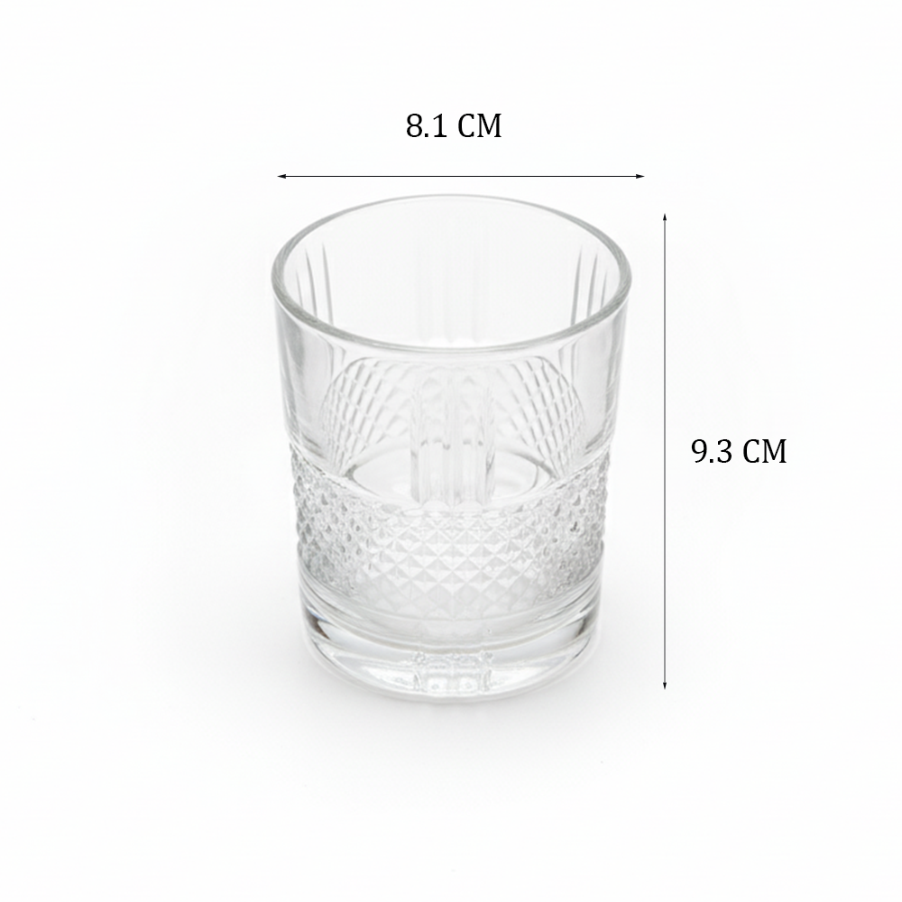 طقم أكواب زجاجية منقوشة فاخرة 6 قطع (315 مل)