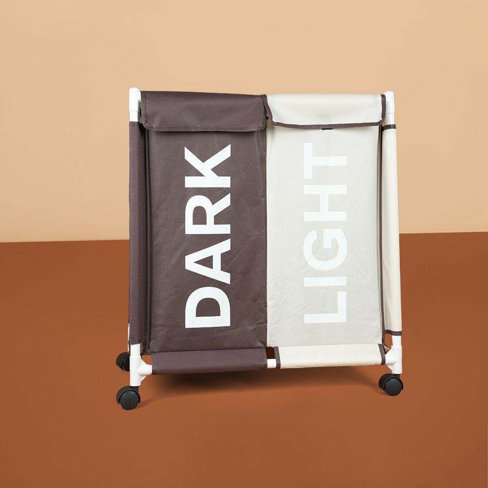 سلة غسيل مكونة من حجرتين مع غطاء